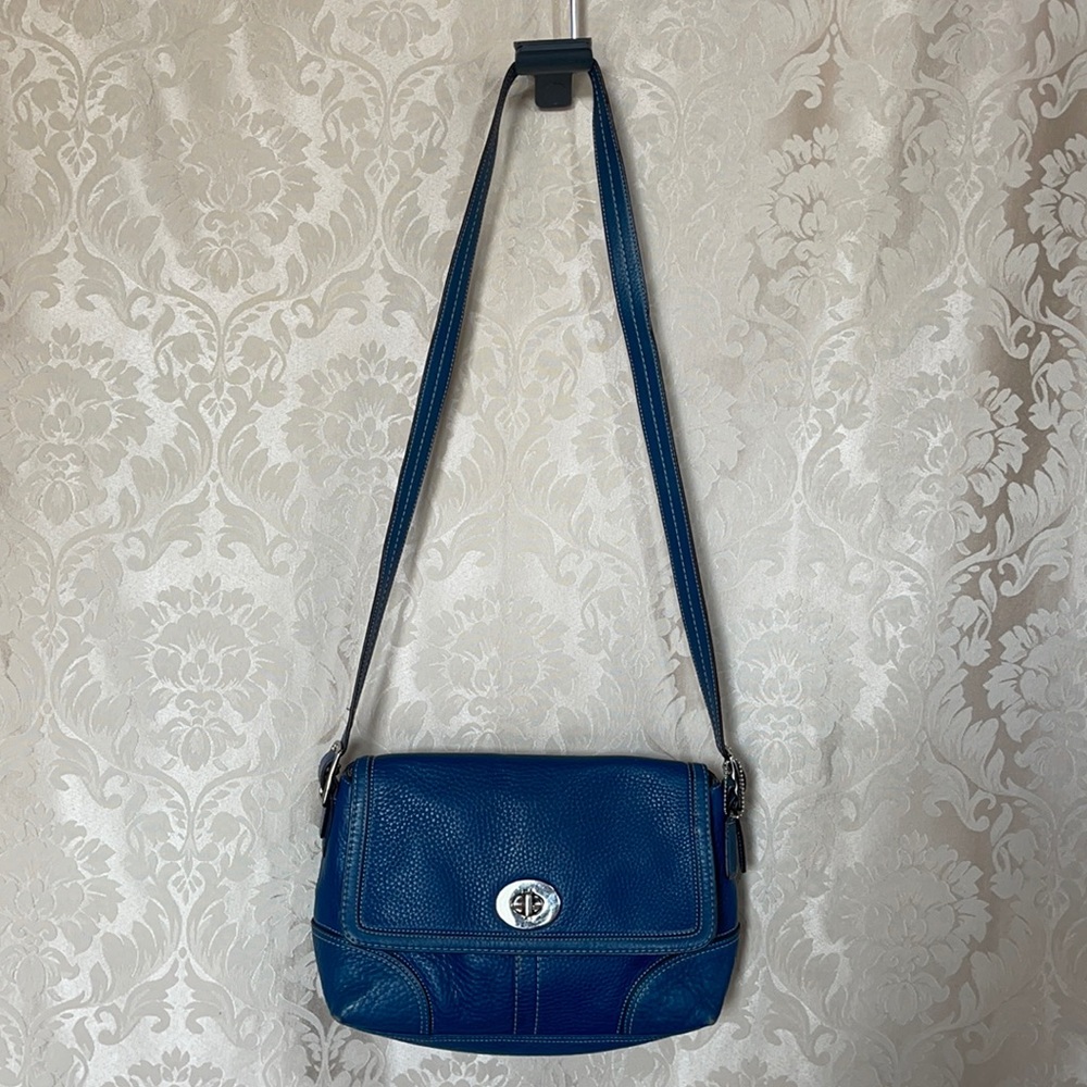 Coach Hamilton Blue Pebbled Leather Crossbody